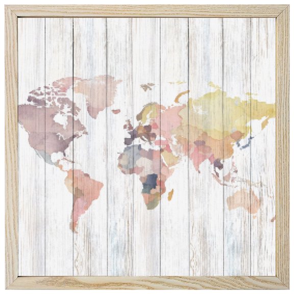 Diamond Painting Kits Maps Of The World 5D Diamond Painting Dots Gem Craft Framed Canvas Earth Tourism Wood Grain Full Drill Diamond Art Paintings for Living Room Wall Decor 12x12 Inch