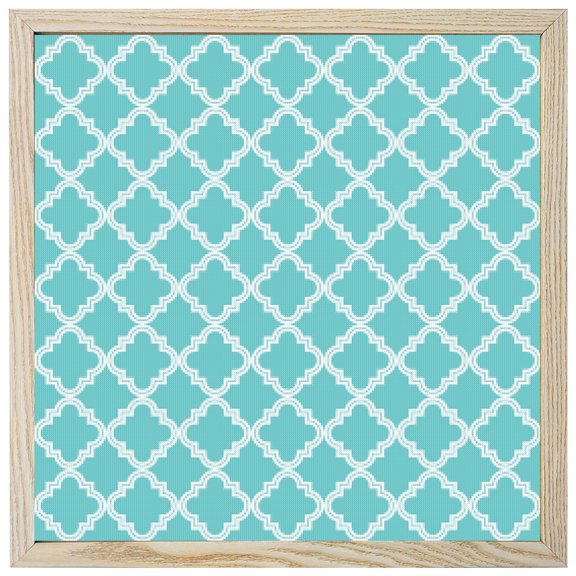 Diamond Painting Kits Moroccan Pattern 5D Diamond Painting Dots Gem Craft Framed Canvas Geometric Trellis Cyan Blue Full Drill Diamond Art Paintings for Living Room Wall Decor 12x12 Inch