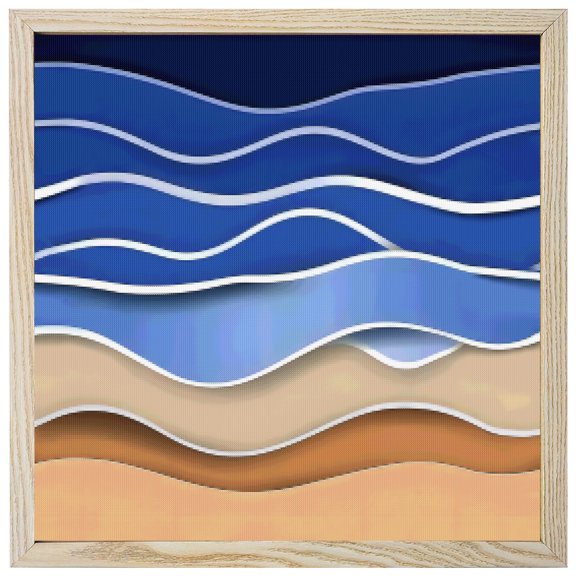 Diamond Painting Kits Navy Blue Waves 5D Diamond Painting Dots Gem Craft Framed Canvas Abstract Water Lines Full Drill Diamond Art Paintings for Adults Beginners Living Room Wall Decor 12x12 Inch