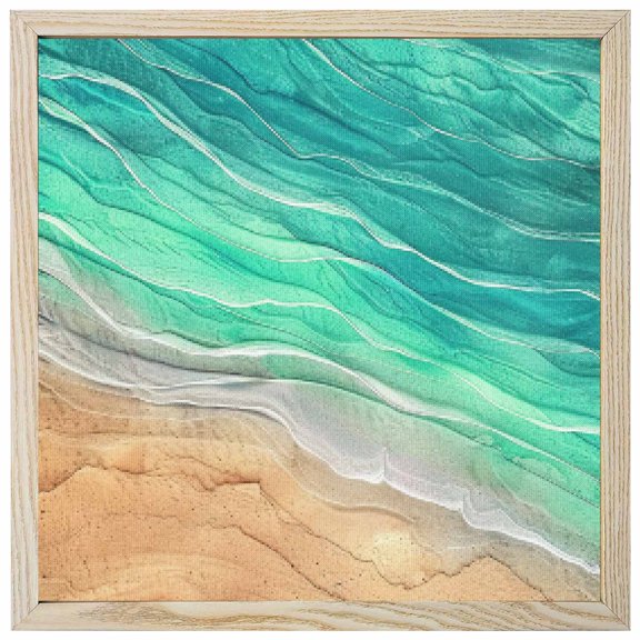 Diamond Painting Kits Ocean Wave 5D Diamond Painting Dots Gem Craft Framed Canvas Ombre Teal Beach Full Drill Diamond Art Paintings for Adults Beginners Living Room Home Wall Decor 12x12 Inch