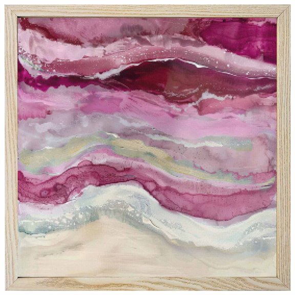Diamond Painting Kits Red Purple Ombre 5D Diamond Painting Dots Gem Craft Framed Canvas Beach Ocean Wave Abstract Full Drill Diamond Art Paintings for Living Room Wall Decor 12x12 Inch