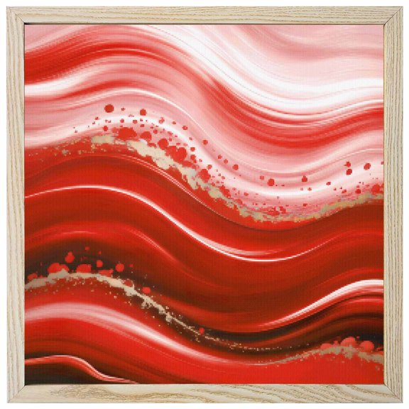 Diamond Painting Kits Red Waves 5D Diamond Painting Dots Gem Craft Framed Canvas Ombre Abstract Fluid Art Full Drill Diamond Art Paintings for Adults Beginners Living Room Home Wall Decor 12x12 Inch