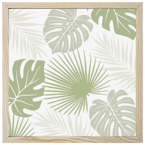 Diamond Painting Kits Sage Green Monstera Leaves 5D Diamond Painting Dots Gem Craft Framed Canvas Tropical Leaf Exotic Plants Full Drill Diamond Art Paintings for Living Room Wall Decor 12x12 Inch