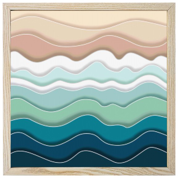 Diamond Painting Kits Teal Beach Waves 5D Diamond Painting Dots Gem Craft Framed Canvas Abstract Lines Full Drill Diamond Art Paintings for Adults Beginners Living Room Home Wall Decor 12x12 Inch