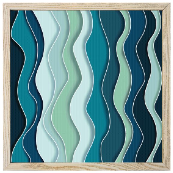 Diamond Painting Kits Teal Waves 5D Diamond Painting Dots Gem Craft Framed Canvas Abstract Lines Full Drill Diamond Art Paintings for Adults Beginners Living Room Home Wall Decor 12x12 Inch