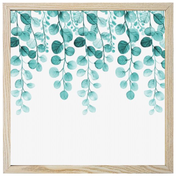 Diamond Painting Kits Turquoise Eucalyptus Leaf 5D Diamond Painting Dots Gem Craft Framed Canvas Leaves Branch Full Drill Diamond Art Paintings for Adults Beginners Living Room Wall Decor 12x12 Inch