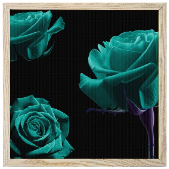 Diamond Painting Kits Turquoise Rose 5D Diamond Painting Dots Gem Craft Framed Canvas Vintage Flower Garden Full Drill Diamond Art Paintings for Adults Beginners Living Room Wall Decor 12x12 Inch