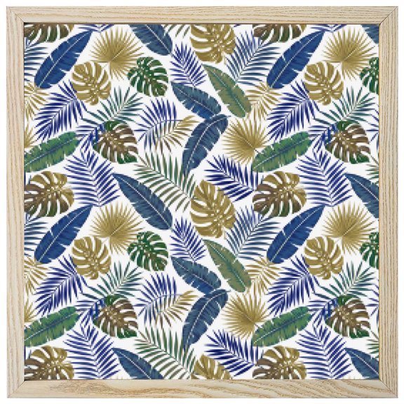 Diamond Painting Kits Yellow Blue Palm Leaves 5D Diamond Painting Dots Gem Craft Framed Canvas Tropical Monstera Leaf Full Drill Diamond Art Paintings for Living Room Wall Decor 12x12 Inch