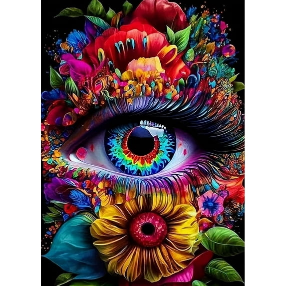 Diamond Painting Kits for Adults, 5D Full Drill Diamond Art Colorful Eye Round Diamond Dots Gem Arts for Home Decor 12x16 inch