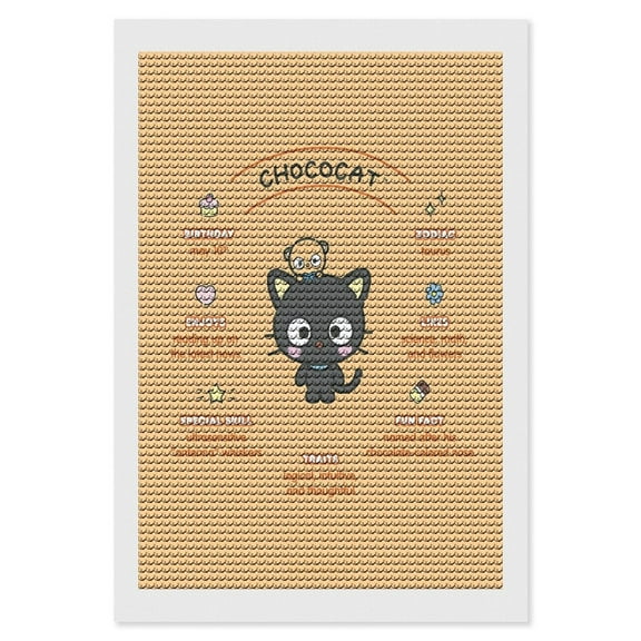 Diamond Painting Kits for Adults Chococat Diamond Art Gem Art Painting Full Drill Round Art Gem Painting Kit for Home Wall Decor Gifts 8"x12"