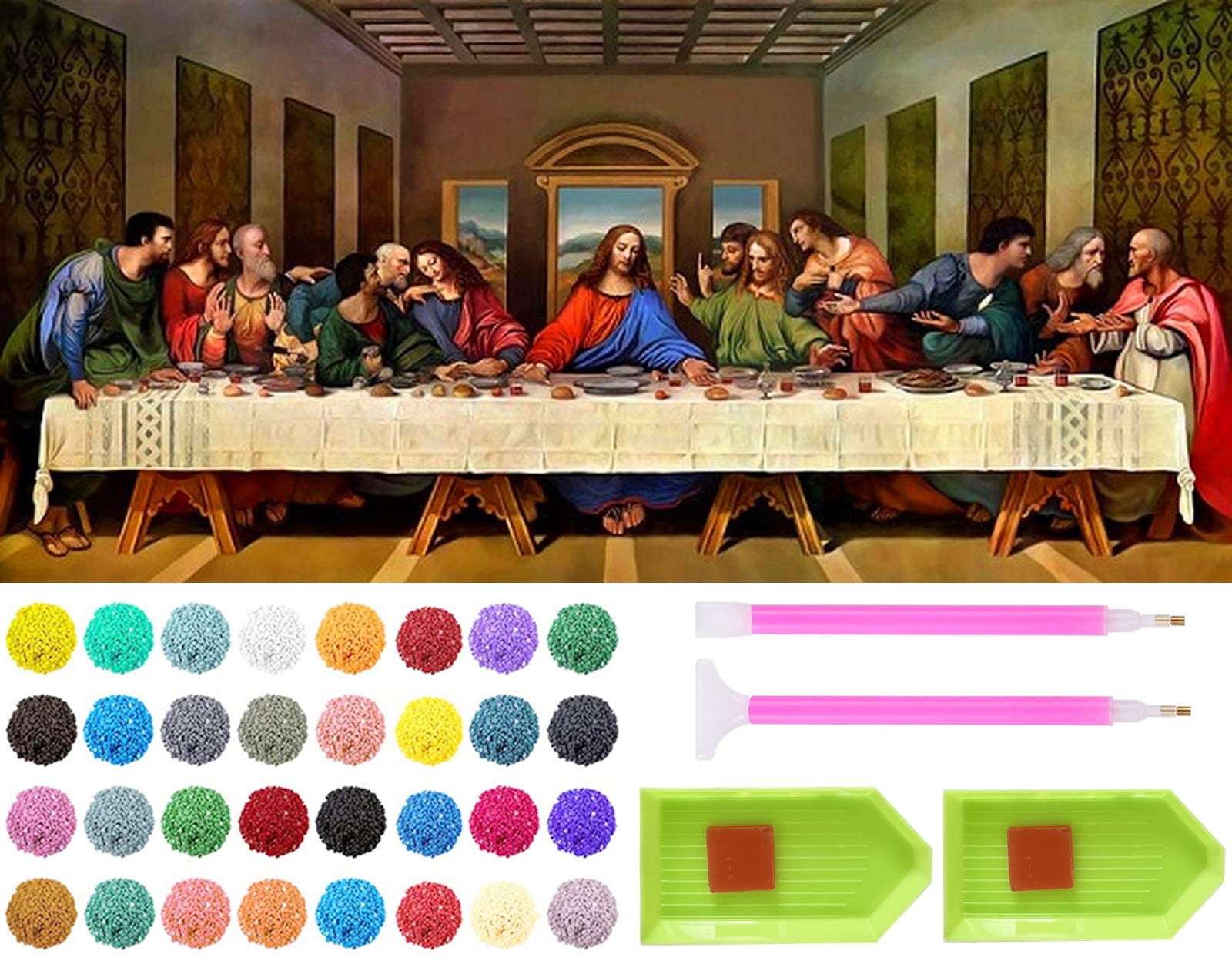 Diamond Painting Kits for Adults Kids, The Last Supper Large Size 33.5x15.8in 5D Full Drill Diamond Embroidery Painting for Home Wall Decor DIY Gift