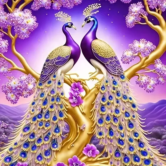 Diamond Painting Kits for Adults Peacock Couple Full Drill DIY Diamond Art for Adults Beginners Picture Art Crystal Painting for Home Wall Decor Gift