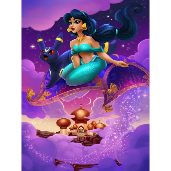 Diamond Painting Kits for Adults, Princess Aladdin Diamond Art, Paint with Diamonds Full Drill, Home Office Wall Decor Painting (12x16inch)