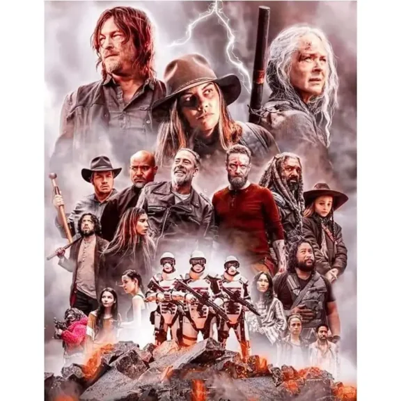 Diamond Painting Kits for Adults, The Walking Dead DIY Round Full Drill 5D Diamond Art for Home Wall Decor