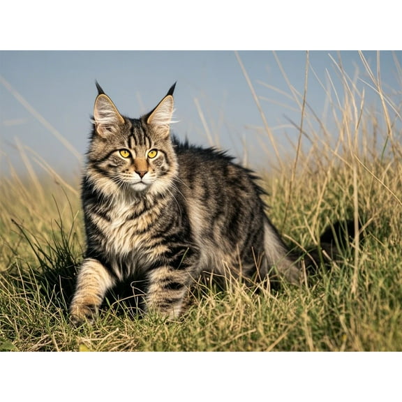 Diamond Painting Maine Coon Cat Kitten 5D Diamond Art DIY Kits Full Round Drill Beads by Number Mosaic Embroidery Arts and Crafts for Living Room Home Wall Decor 12x16 inch / 30x40cm