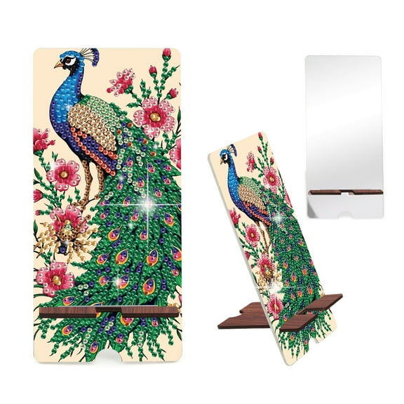 Diamond Painting Mobile Phone Stand Kit Floral Peacock DIY Art Craft Desktop Stand Ideal for Home and Office Decor An Excellent Gift Choice