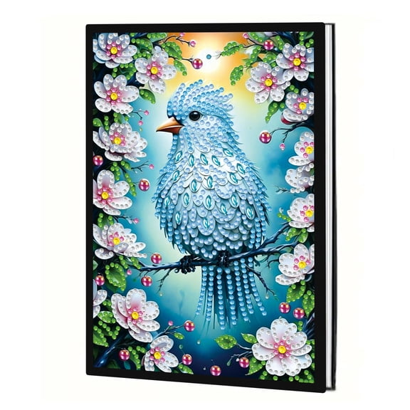 Diamond Painting Notebook Kit Flower and Bird DIY Art Craft Kit A5 Perfect Creative Gift Ideal for Painting, Writing, and Notebook Use