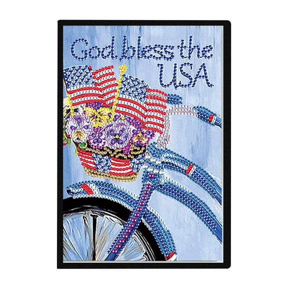 Diamond Painting Notebook Kit Independence Day Flag Bicycle DIY Art Craft Kit A5 Perfect Creative Gift Ideal for Painting, Writing, and Notebook Use