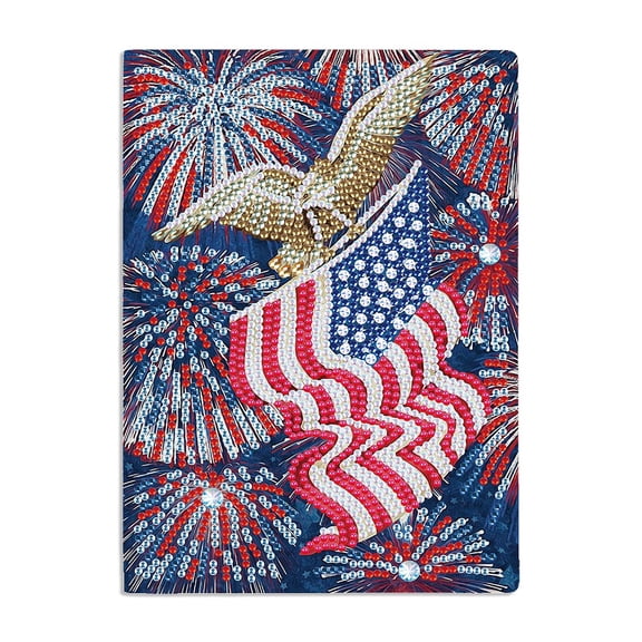Diamond Painting Notebook Kit Independence Day Flag Eagle DIY Art Craft Kit A5 The Perfect Creative Gift Ideal for Painting, Writing, and Notebook Use