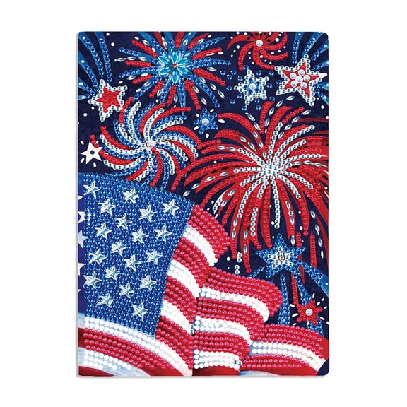 Diamond Painting Notebook Kit Independence Day Flag Fireworks DIY Art Craft Kit A5 Perfect Creative Gift Ideal for Painting, Writing, and Notebook Use
