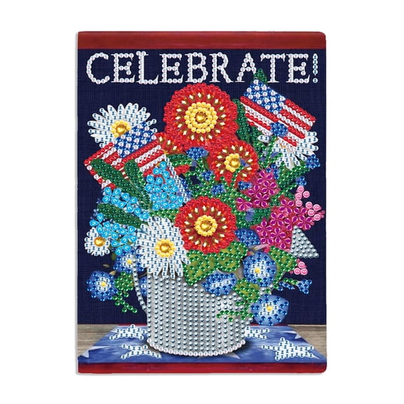 Diamond Painting Notebook Kit Independence Day Flag Flower DIY Art Craft Kit A5 The Perfect Creative Gift Ideal for Painting, Writing, and Notebook Use