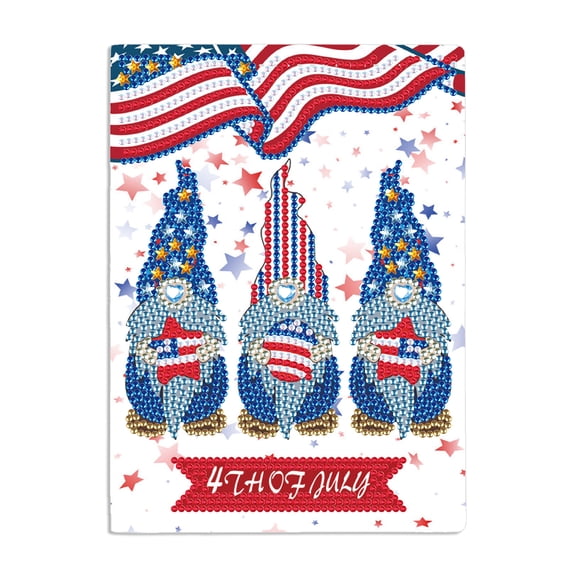 Diamond Painting Notebook Kit Independence Day Flag Gnome DIY Art Craft Kit A5 The Perfect Creative Gift Ideal for Painting, Writing, and Notebook Use