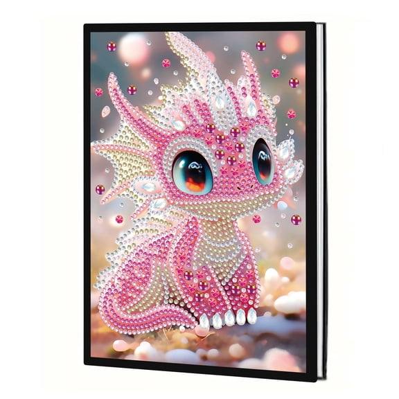 Diamond Painting Notebook Kit Pink Dinosaur DIY Art Craft Kit A5 Perfect Creative Gift Ideal for Painting, Writing, and Notebook Use