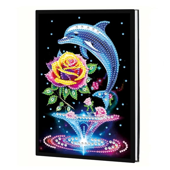 Diamond Painting Notebook Kit Rose Dolphin DIY Art Craft Kit A5 Perfect Creative Gift Ideal for Painting, Writing, and Notebook Use
