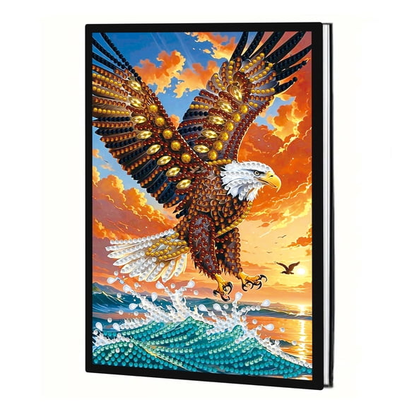 Diamond Painting Notebook Kit Seaside Eagle DIY Art Craft Kit A5 Perfect Creative Gift Ideal for Painting, Writing, and Notebook Use