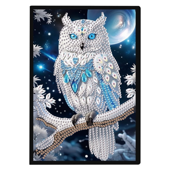 Diamond Painting Notebook Kit White Owl DIY Art Craft Kit A5 Perfect Creative Gift Ideal for Painting, Writing, and Notebook Use