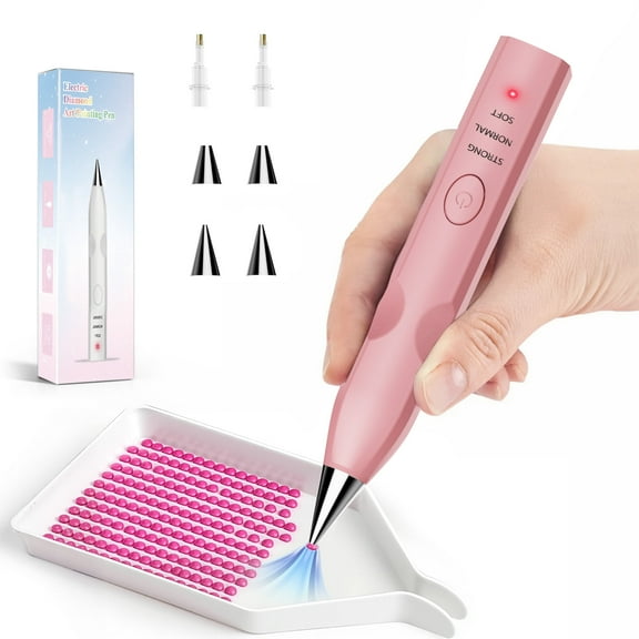 Diamond Painting Pen with Vacuum Pump, No Wax Needed, Lightweight Design, 3 Adjustable Suction Mode & Rechargeable, DIY Diamond Art Accessories and Tools(Pink)