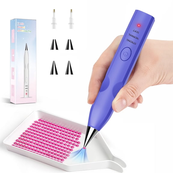 Diamond Painting Pen with Vacuum Pump, No Wax Needed, Lightweight Design, 3 Adjustable Suction Mode & Rechargeable, DIY Diamond Art Accessories and Tools(Purple)