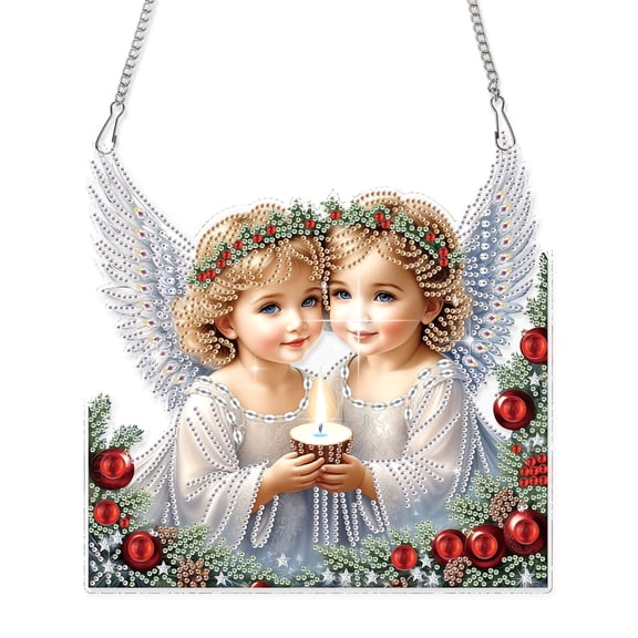 Diamond Painting Pendant Kit Christmas Angel Religious Hanging Decoration DIY Craft Suitable for Home, Office, Festive Decorations and Gift Ideas