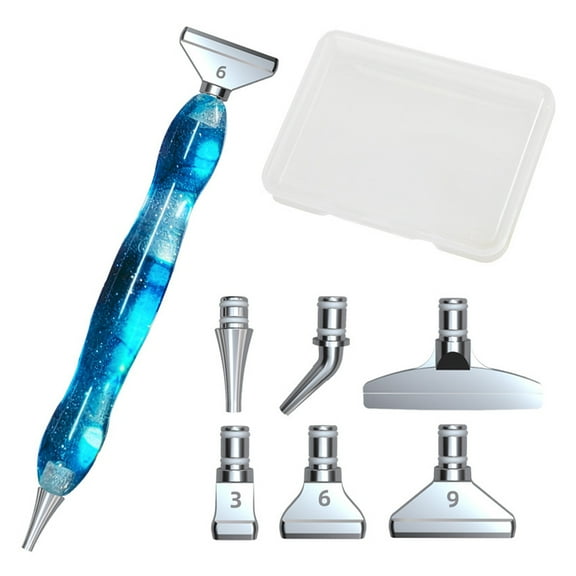 SkyAuks Diamond Painting Pens Kit, Stainless Steel Tips for Diamond Painting Accessories with 6 Clay, Diamond Art Pens Diamond Painting Tools for DIY Craft,blue,blue,G26560