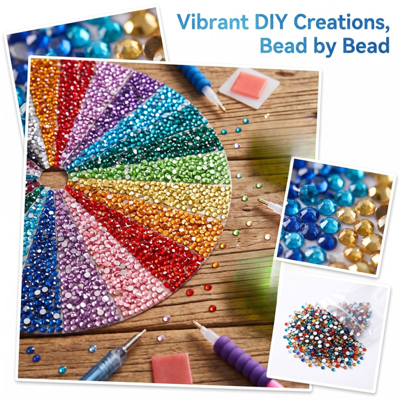 Diamond Painting Replacement Beads, DIY Craft Resin Rhinestones, 20 Colors 5D Shiny Crystal Diamond Rhinestone Sparkle Diamonds for Diamond Art Accessories and Tools, Diamonds for Bead Art, 2.36in