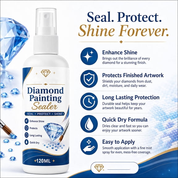 Diamond Painting Sealer Spray – Quick Dry Gloss Finish with Microfiber Cloth 120ml