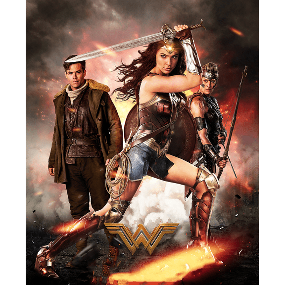 Diamond Painting Set DIY 5D Round Diamond Art Wonder Woman Gemstone Art Painting Set For Home Wall Decoration Gift (12x16 inch)