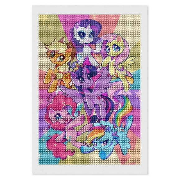 Diamond Painting Set My Little Pony Diamond Art Painting with Diamond DIY Set for Bedroom Living Room Bathroom Wall Decoration 8"x12"