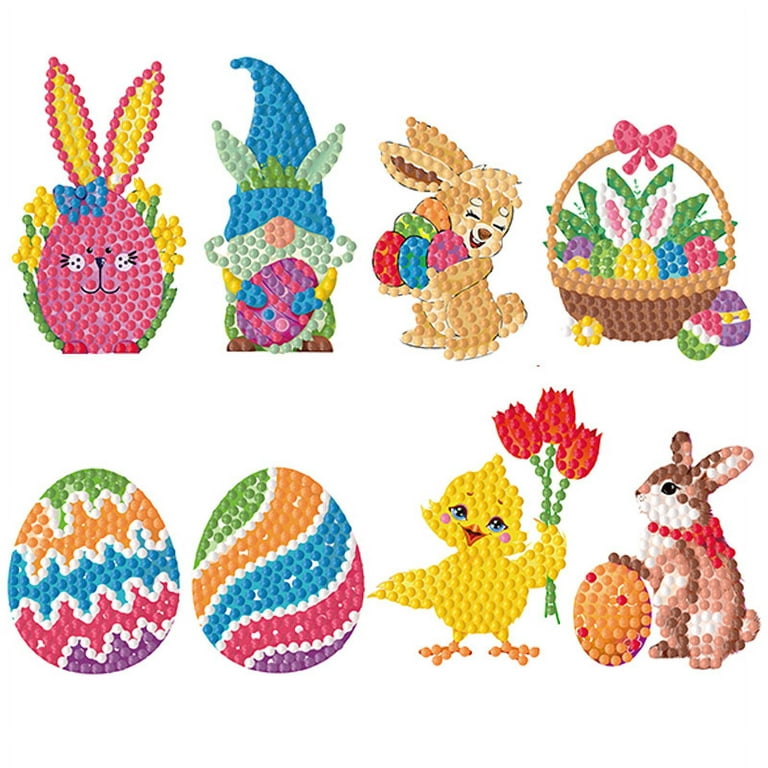 Diamond Painting Stickers Kits for Kids, DIY Diamond Art Mosaic Stickers，  Pasted on Any Clean Surface as Decoration，Easter, As a Child Gift(Animals  33 pcs) 