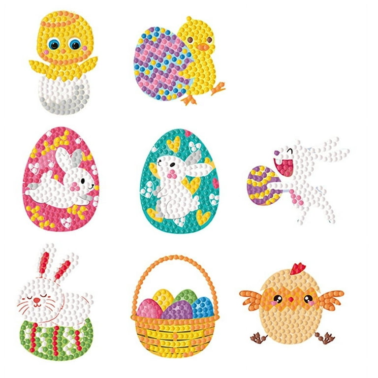 Diamond Painting Stickers Kits for Kids, DIY Diamond Art Mosaic Stickers，  Pasted on Any Clean Surface as Decoration，Easter, As a Child Gift(Animals  33 pcs) 