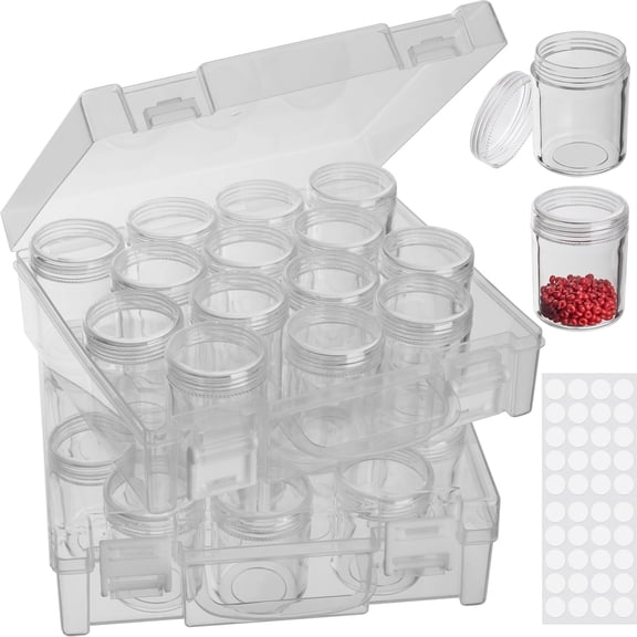 Diamond Painting Storage Box, Bead Organizer Box, Diamond Painting Art Accessories Bead Storage Containers 14 Slots Clear Embroidery Bead Storage Organizer Container with Lids for Beads (2 Pack)