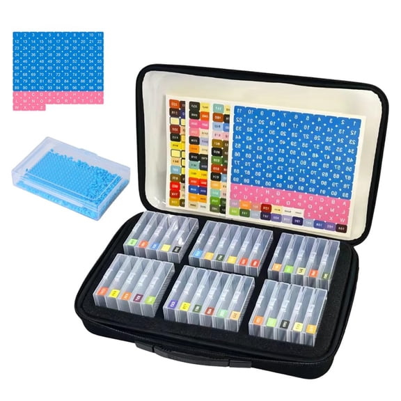 Diamond Painting Storage Case, Bead Storage Containers with Lids & Label Stickers, Portable Diamond Art Organizer Box with Carrying Handle