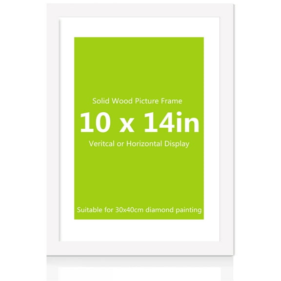 Diamond Painting Wooden Frames, Natural Wood Frames with Plexiglass Compatible with 12x16 in/30x40cm Size Diamond Paintings or Photos - White