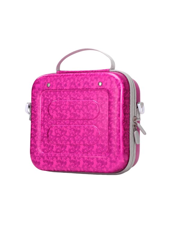 Diamond Pattern Audio Device Storage Case, Shockproof Hard Travel Carrier with Card Slots, Textured Exterior Protective Pouch for Audio Player Accessories (Rose Red)