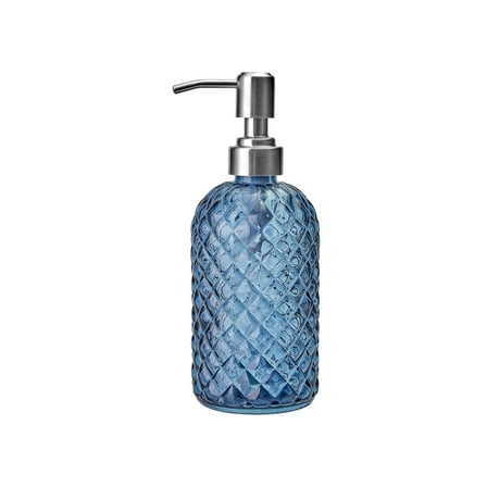 Diamond Pattern Glass Soap Dispenser, 16.22 oz Refillable Soap Body Wash Dispenser, for Kitchen and Bathroom