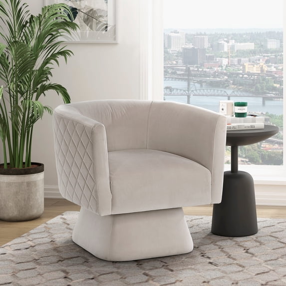 Diamond Pattern Swivel Chair / 360-Degree Rotation for Comfort