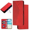 thumbnail image 1 of Diamond Patterned Case for Samsung Galaxy A51 5G,Vintage PU Leather + TPU Inner Wallet Case [RFID Blocking][Card Holder/Cash Slots][Kickstand] Magnetic Closure Shockproof Flip Folio Case,Red, 1 of 10