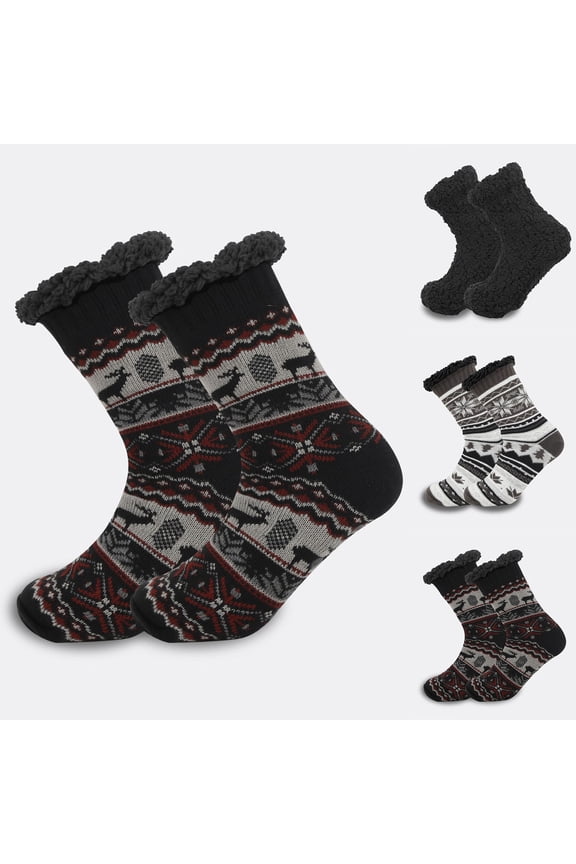 Diamond Patterned Men's Thiced Warm Wool Style Socks Autumn Vintage Mid Calf Socks White One Size