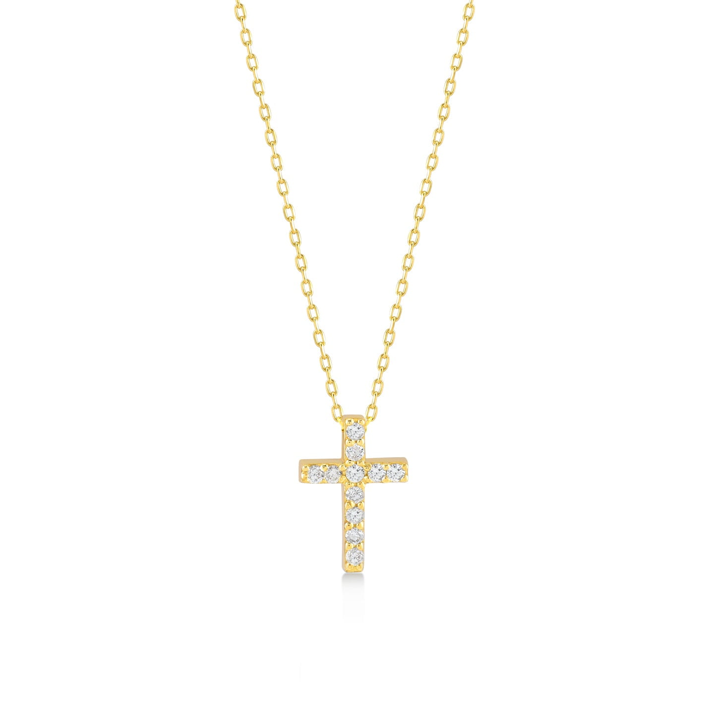 Diamond Pave Cross Necklace in 14k Solid Gold for Women by Gelin