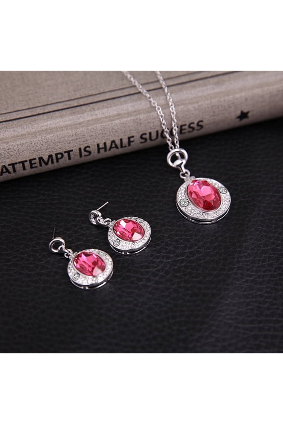 Diamond Peach Ruby Jewelry Set European And American
